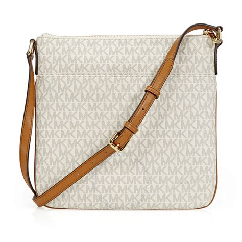 michael kors bedford signature flat crossbody vanilla|Michael Kors Bedford Signature Flat Crossbody .